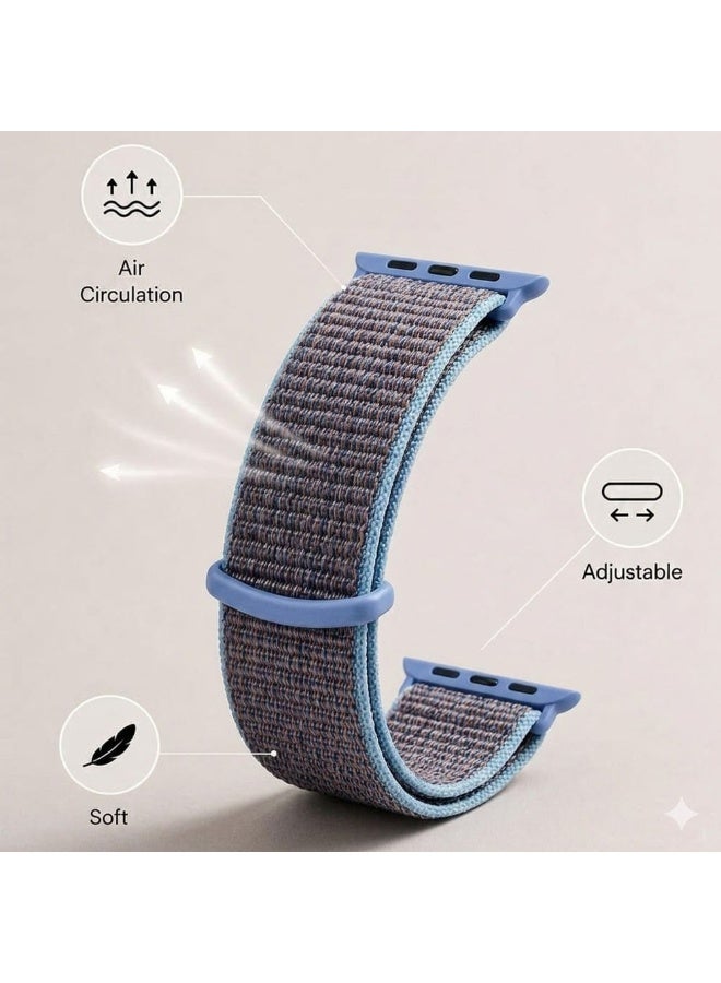 MARGOUN Breathable Nylon Sport Loop Band Compatible with Apple Watch 44mm 45mm 46mm 49mm for Women Men, iWatch Wrist Straps for Ultra 3 2, Se, Series 11 10 9 8 7 - Denim Blue - Image 3