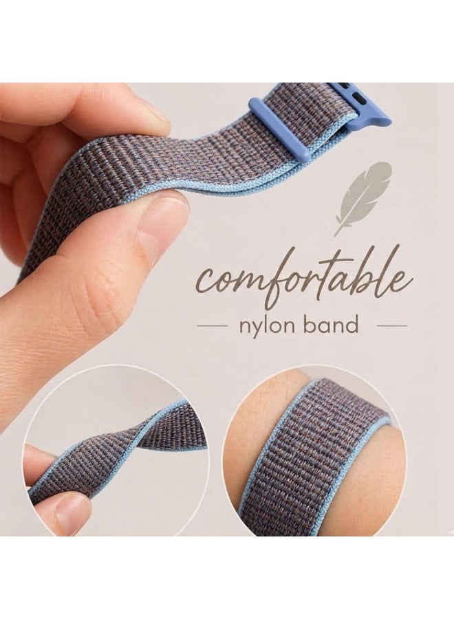 MARGOUN Breathable Nylon Sport Loop Band Compatible with Apple Watch 44mm 45mm 46mm 49mm for Women Men, iWatch Wrist Straps for Ultra 3 2, Se, Series 11 10 9 8 7 - Denim Blue - Image 4