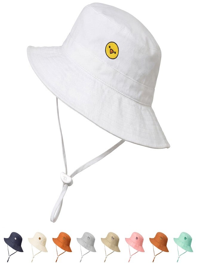 RIVBOS Baby Sun Hat UPF 50+ Cute Animal Pattern Summer Beach Kids Toddler Bucket Hat for Boys Girls 0-7 Years White XS - Image 1