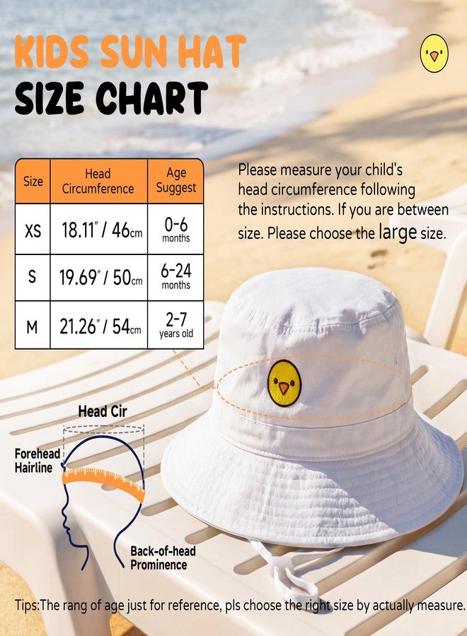 RIVBOS Baby Sun Hat UPF 50+ Cute Animal Pattern Summer Beach Kids Toddler Bucket Hat for Boys Girls 0-7 Years White XS - Image 2