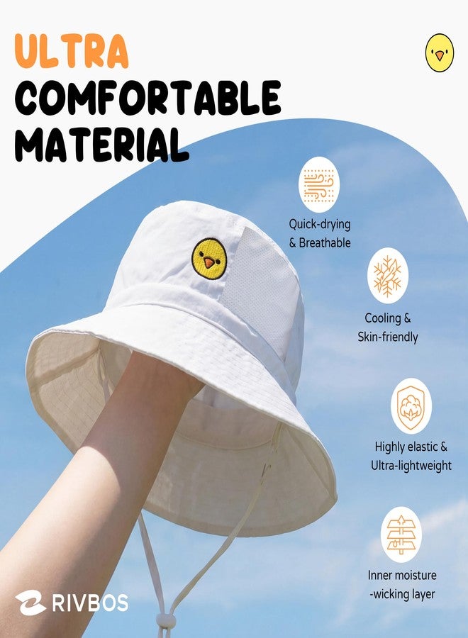 RIVBOS Baby Sun Hat UPF 50+ Cute Animal Pattern Summer Beach Kids Toddler Bucket Hat for Boys Girls 0-7 Years White XS - Image 5