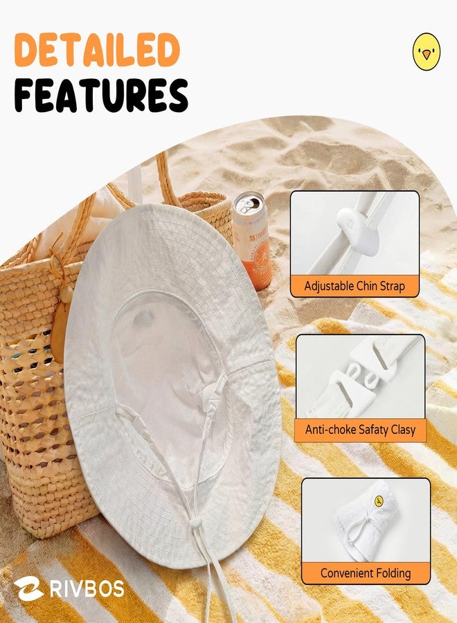 RIVBOS Baby Sun Hat UPF 50+ Cute Animal Pattern Summer Beach Kids Toddler Bucket Hat for Boys Girls 0-7 Years White XS - Image 4