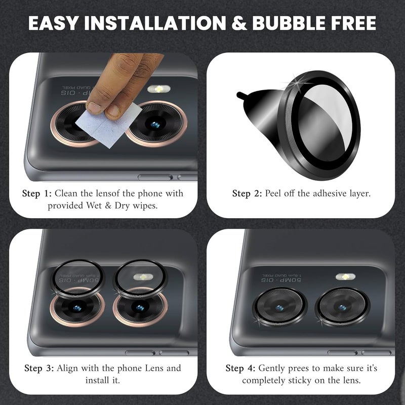 FIRST MART Camera Lens Protectors for Motorola G85 and Motorola Edge 50 Fusion (6.7 Inches) Tough HD Individual Aluminum Alloy Lens Ring Cover, Scratch Resistant, Thin Lens Protection| Black, 1 Pack - Image 2