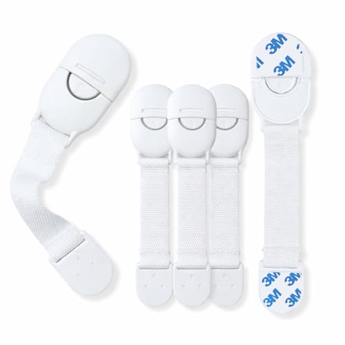 AWEJOY Baby Safety Cabinet Locks – Pack of 10 Childproof Locks with Strong 3M Adhesive Backing for Drawers, Cabinets, Fridge & Cupboards | Durable Nylon Strap, No-Drill Baby Proofing Locks (White) - Image 1