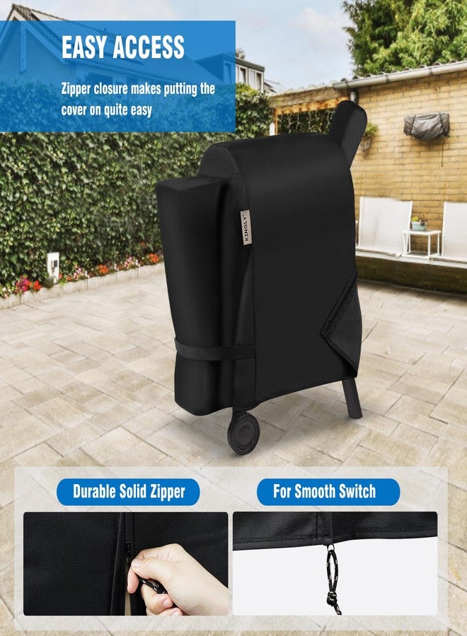 Kingly Pellet Grill Cover for Traeger Pro 22/575 Series,600D Heavy Duty Rip-Proof Material Smoker Cover,Waterproof UV and Fade Resistant Grill Cover with Straps & Zippers for Traeger Lil'Tex Elite,Eastwood - Image 3
