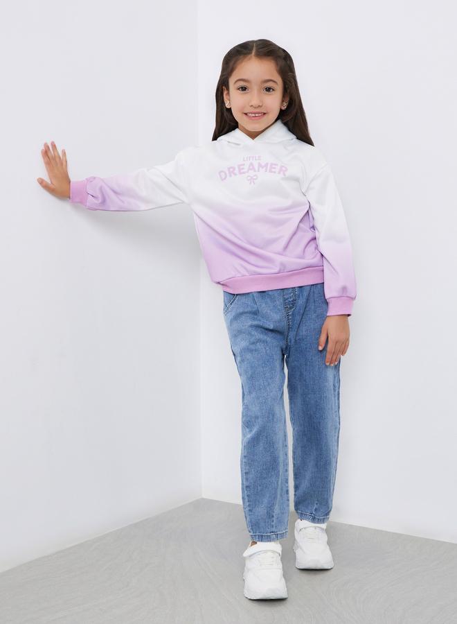 Styli Girls Tie-Dye Slogan Print Hoodie - Image 2