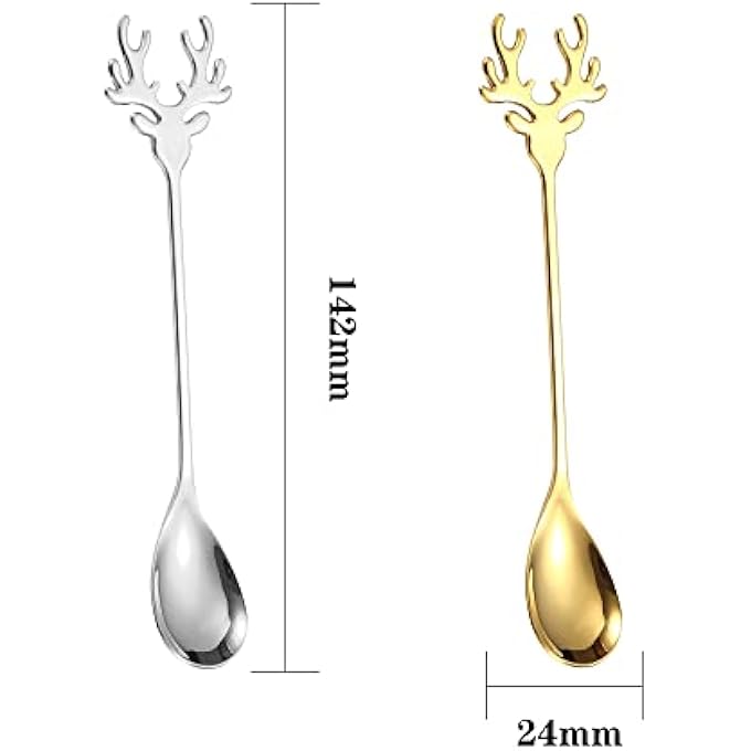 ريحني 4 قطع قهوة عيد الميلاد ملاعق صغيرة من الفولاذ المقاوم للصدأ ملعقة صغيرة إبداعية للشاي شوربة القهوة التحريك خلط الآيس كريم الحلوى - Image 5