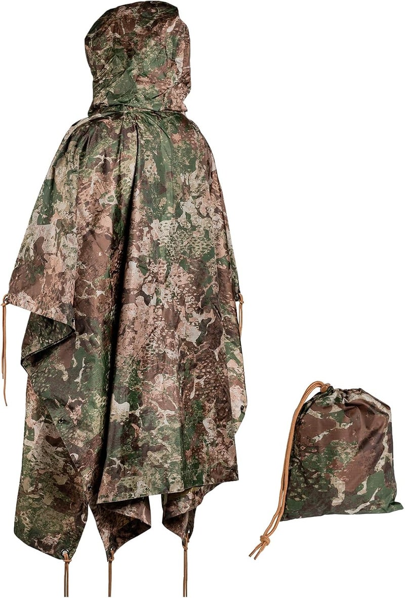 MIL-TEC Adult Ripstop Wet Weather Lightweight Waterproof Multi-Use Rain Poncho with Hood - Use as Bivouac Sack, Shelter Tent - Image 1