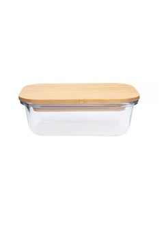Mirolex Glass Oven Tray with Rectangular Wooden Lid 350ml  - Image 1