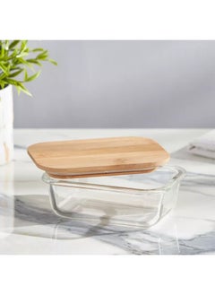 Mirolex Glass Oven Tray with Rectangular Wooden Lid 350ml  - Image 4