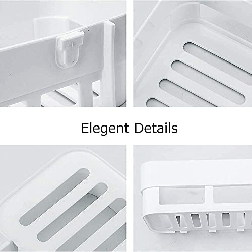 MorivaHomes Plastic Self-Adhesive Multipurpose Bathroom Hardware Tools Shelf For Wall with Towel Hanger Holder/Rack/Bathroom Accessories-Wall Mount (4 Bathroom Shelf & 2 Towel Hanger), White - Image 5