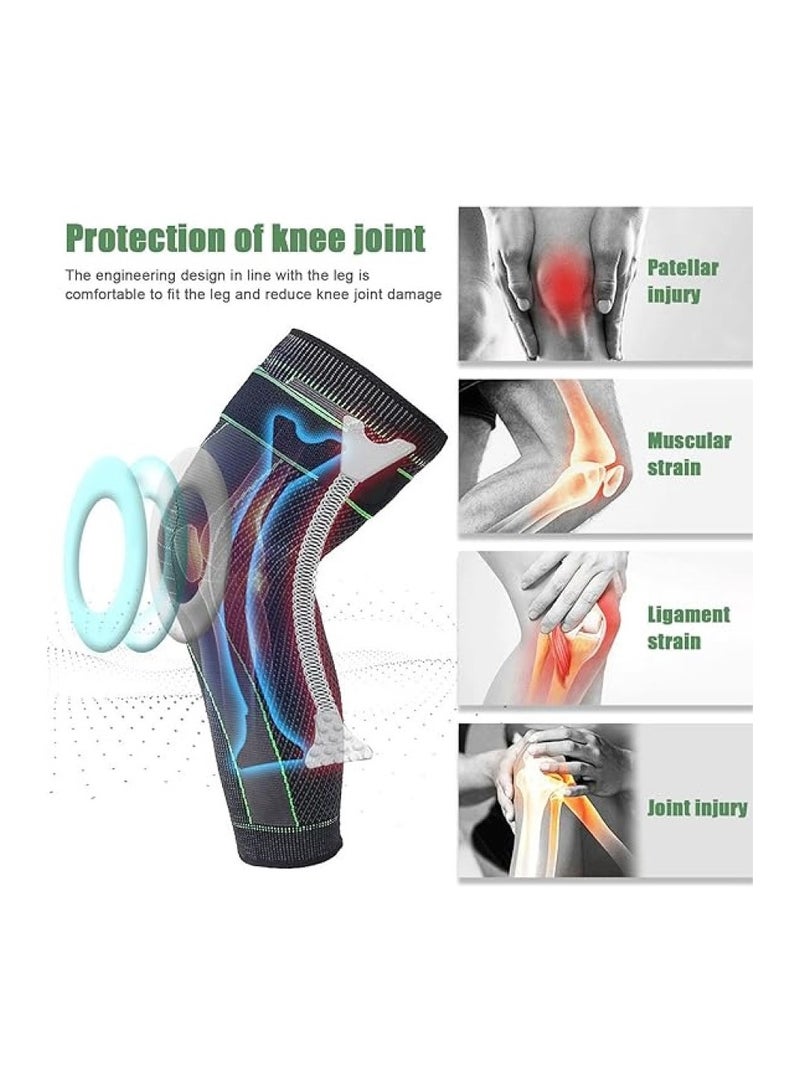 Captaintech Leg Compression Sleeve Full Leg 2 Pack Long Self-Heating Knee Brace for Men Women Knee Support Protector for Running Weightlifting Workout and other Sport - Image 5