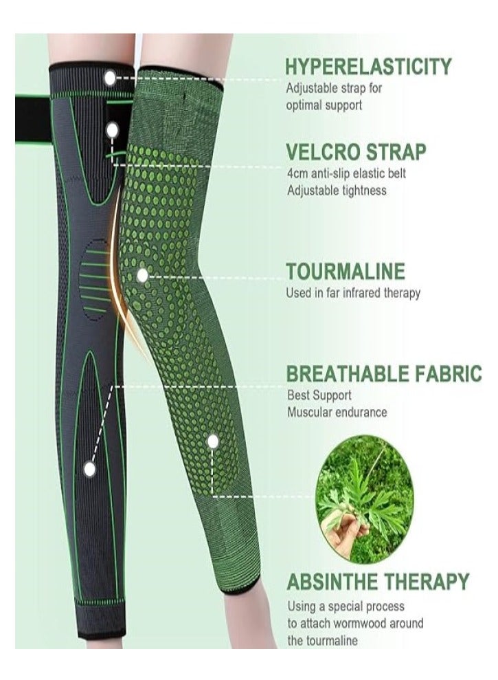 Captaintech Leg Compression Sleeve Full Leg 2 Pack Long Self-Heating Knee Brace for Men Women Knee Support Protector for Running Weightlifting Workout and other Sport - Image 3