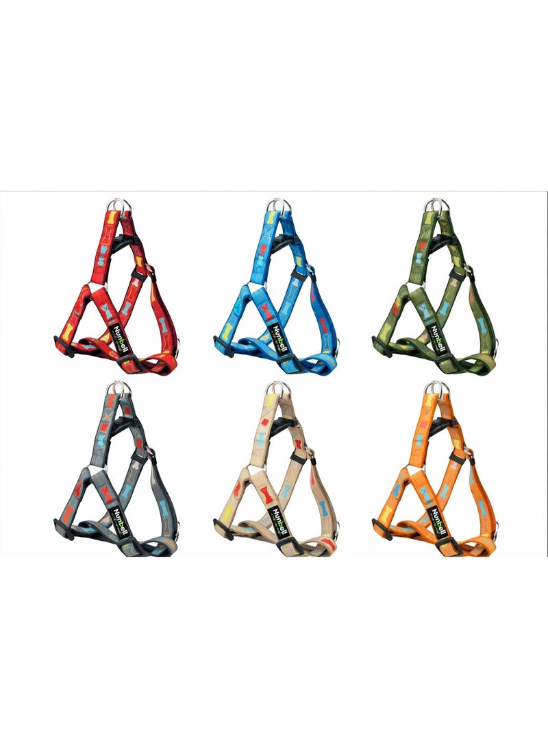 Nunbell Cartoon Bone Pattern Dog Harness 12 Inch , XS-S Size, Adjustable Step-in Style, 30-40 cm, Multiple Colors Available