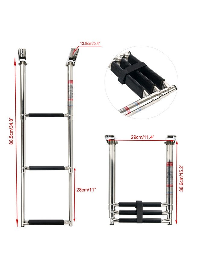 Amarine Made Amarine-made 3 Step Stainless Steel Telescoping Boat Ladder Swim Step - Image 4