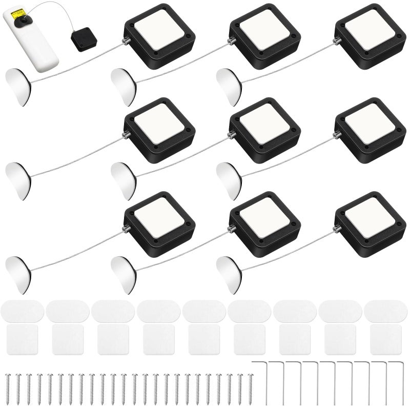 Mimorou 9 Pcs 65 ft Retractable Security Cable Lock with Double Sided Adhesive and Screws TV Remote Control Tether Cord Leash Anti Lost Rope Security Lanyard Lock for TV Tablets Showroom - Image 2