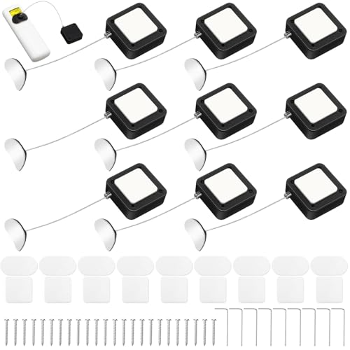 Mimorou 9 Pcs 65 ft Retractable Security Cable Lock with Double Sided Adhesive and Screws TV Remote Control Tether Cord Leash Anti Lost Rope Security Lanyard Lock for TV Tablets Showroom - Image 1