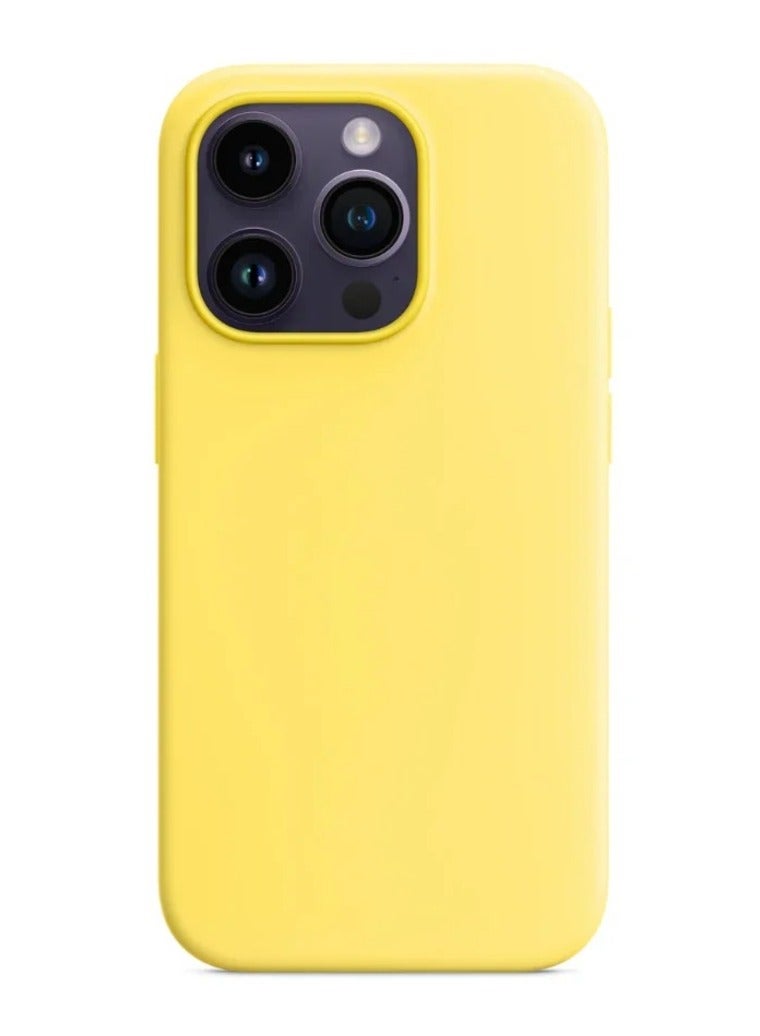 سيليكون جراب سيليكون لجهاز iPhone 14 Pro Max مزود بخاصية MagSafe – أصفر - Image 2