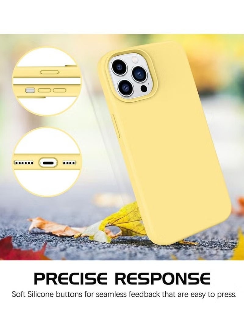 سيليكون جراب سيليكون لجهاز iPhone 14 Pro Max مزود بخاصية MagSafe – أصفر - Image 3