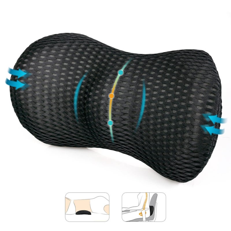 kunya® Lumbar Support Pillow for Car and Office Chair, Memory Foam Back Support Pillow for Lower Back Pain Relief, Lumbar Support for Car, Sleeping, Rest, Travel. Multi-Color - Image 3