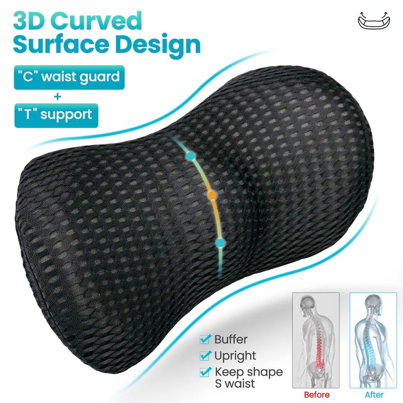 kunya® Lumbar Support Pillow for Car and Office Chair, Memory Foam Back Support Pillow for Lower Back Pain Relief, Lumbar Support for Car, Sleeping, Rest, Travel. Multi-Color - Image 4
