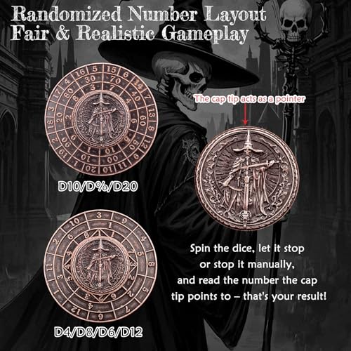 Haxtec DND Spinner Dice 7in1 Metal DD Dice Set with Leather Bag Unique Dice Spinner Compatible with Dungeons and Dragons DND Gifts RPG Tabletop Game - Image 5