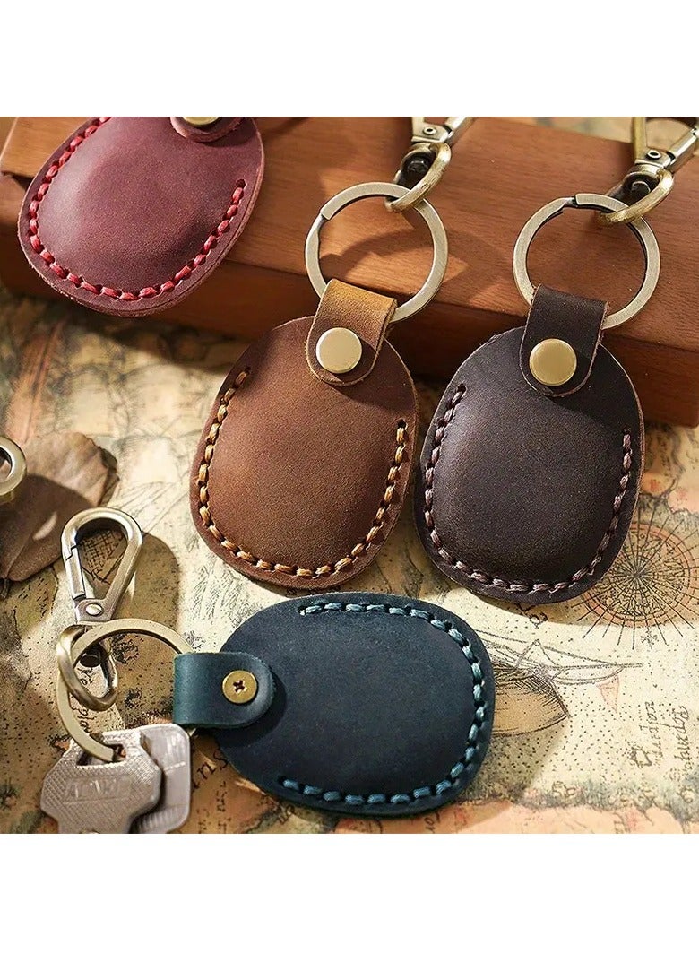 Secure Your Airtags With This Stylish Retro Faux Leather Case -Burgundy - Image 2