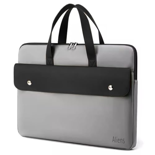 Aliens 14.1" Premium Vegan Leather Laptop Sleeve/Case Cover Bag, Padded Laptop Compartment Office Handbag for MacBook air/pro, Dell, Lenovo, Acer, Asus, Notebook, Tablet, ipad-Grey - Image 1