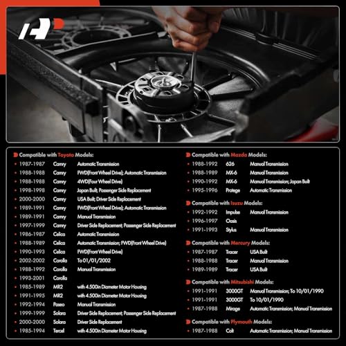 A-Premium Radiator Fan Motor Compatible with Toyota Camry, Corolla & Honda Civic, Accord, Odyssey & Mitsubishi & Acura & Chevrolet & Dodge & Mazda & Ford & Geo & Isuzu & Mazda & Mercury & Plymouth - Image 2