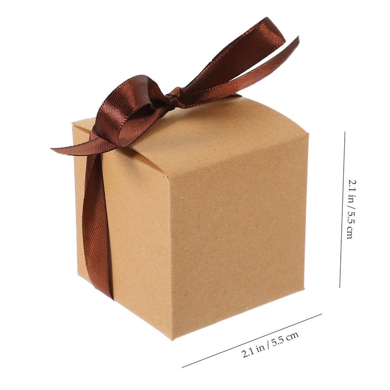 Healvian Kraft Paper Candy Boxes 50pcs Square Goodie Boxes with Brown Ribbon - Image 3