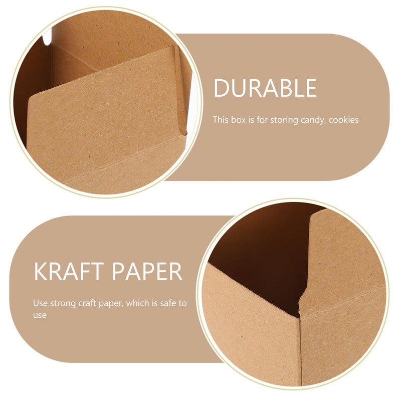 Healvian Kraft Paper Candy Boxes 50pcs Square Goodie Boxes with Brown Ribbon - Image 4