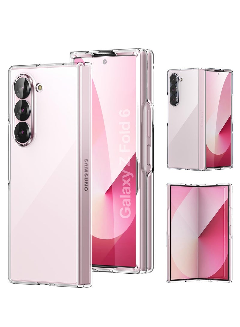BORTONY Samsung Galaxy Z Fold 6 Case Cover Anti-Yellowing Crystal Transparent Hard PC Shell Wireless Charging Compatible Protective Cover for Z Fold 6 2024 - Image 1