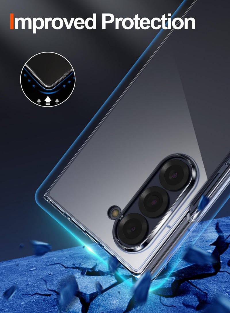 BORTONY Samsung Galaxy Z Fold 6 Case Cover Anti-Yellowing Crystal Transparent Hard PC Shell Wireless Charging Compatible Protective Cover for Z Fold 6 2024 - Image 5