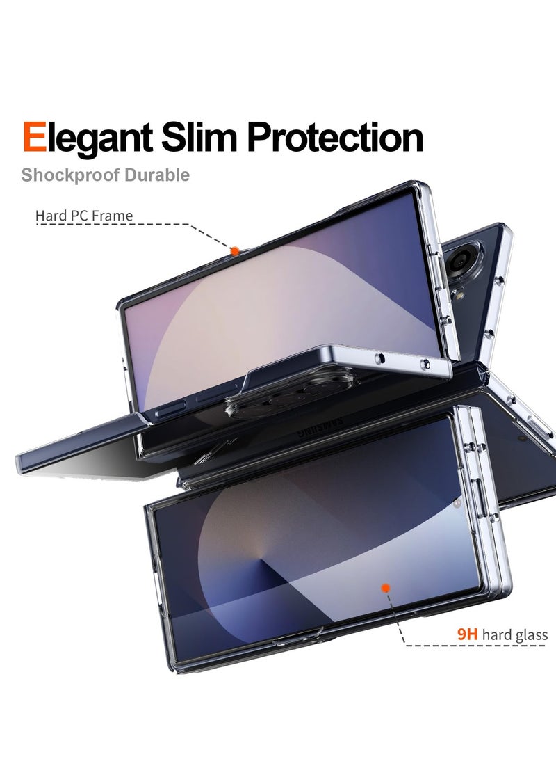 BORTONY Samsung Galaxy Z Fold 6 Case Cover Anti-Yellowing Crystal Transparent Hard PC Shell Wireless Charging Compatible Protective Cover for Z Fold 6 2024 - Image 4