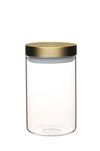 Master Class MasterClass Airtight Glass Food Storage Jar with Brass Lid, Transparent, 1 L (1.75 pts) - Image 1