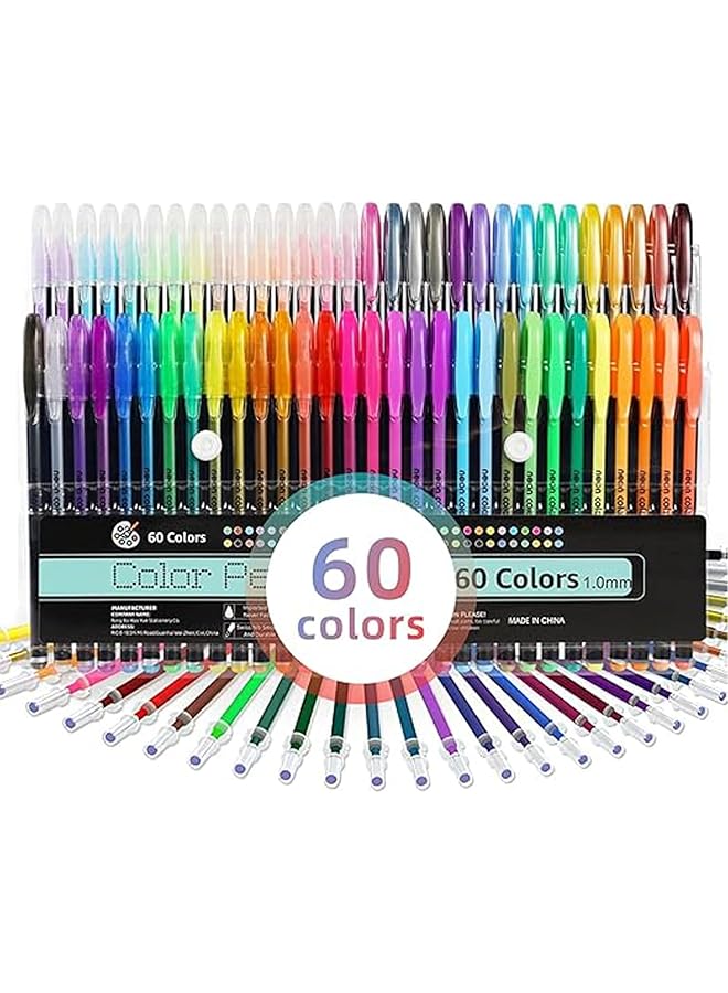 erorex Gel Pens Of 60 Colors 4 Writing Effects 1 Mm Tip Suitable For Children Students And Adults To Make Notebooks Coloring And Professional Design  - Image 1