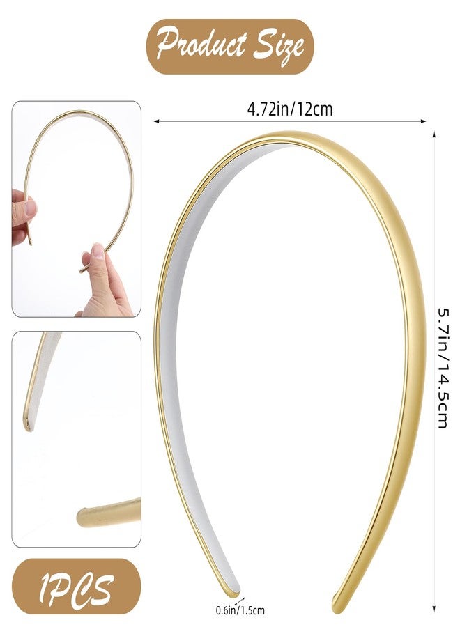 Bremorou Gold Headband for Women - Satin Hair Band, Trendy Non Slip Headband for Girls, Cute Ribbed Women Headbands, Elastic Hair Bands Fashion Hard Head Band Accessories for Christmas, Birthday(Gold) - Image 2