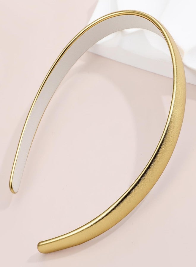 Bremorou Gold Headband for Women - Satin Hair Band, Trendy Non Slip Headband for Girls, Cute Ribbed Women Headbands, Elastic Hair Bands Fashion Hard Head Band Accessories for Christmas, Birthday(Gold) - Image 1