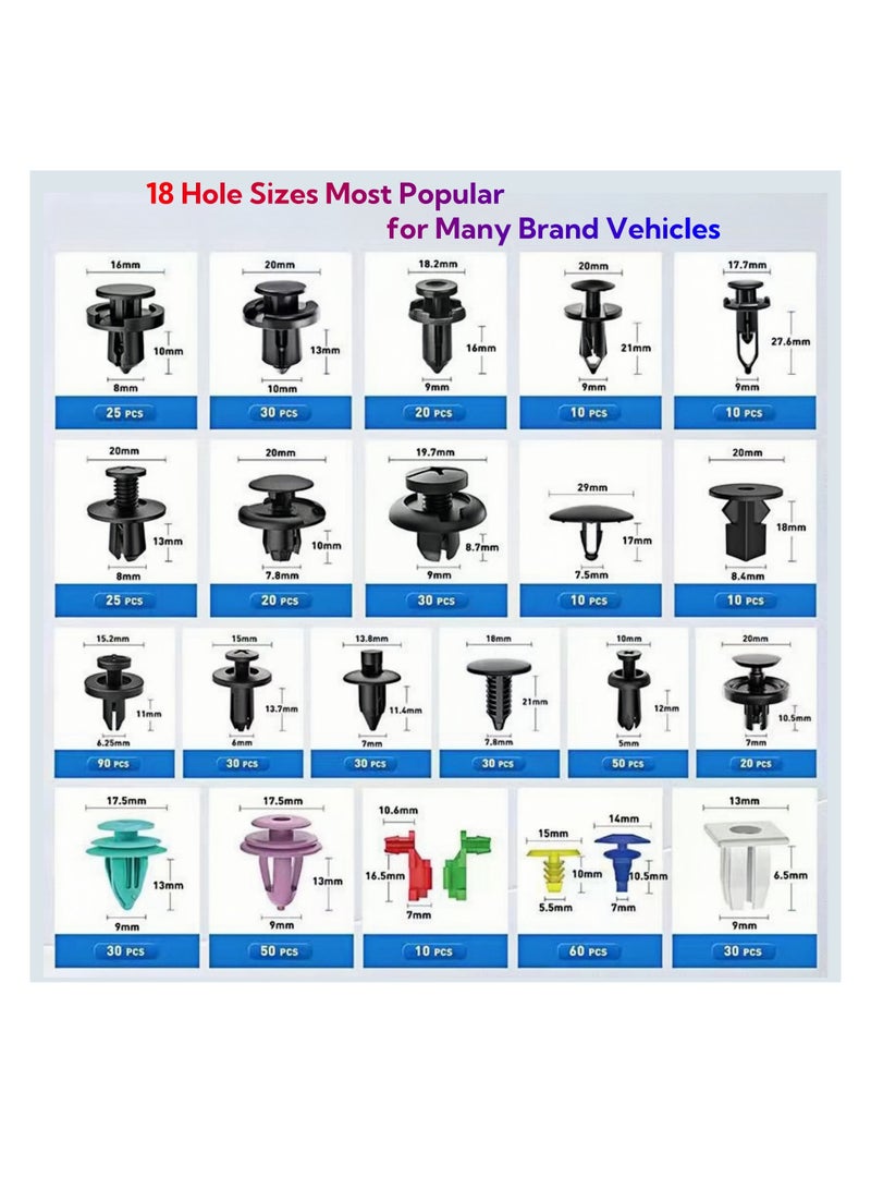 Car Styling Clips, 725pcs Boxed Automotive Retainer Clips Set with Plastic Clip Removal Tool, Door Trim Panel Clips, Fasteners, u0026 Push Pin Rivets for Mud Flaps, Fender, u0026 Underbody Protection - Image 2