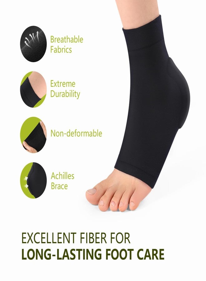 Bukihome Achilles Tendon Support Sleeves - Gel Padded Compression Socks for Tendonitis Relief - Breathable & Ergonomic Fit - 1 Pair of Regular Size, Black - Image 2