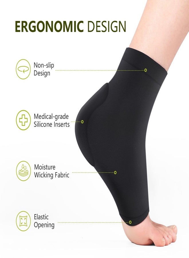 Bukihome Achilles Tendon Support Sleeves - Gel Padded Compression Socks for Tendonitis Relief - Breathable & Ergonomic Fit - 1 Pair of Regular Size, Black - Image 3