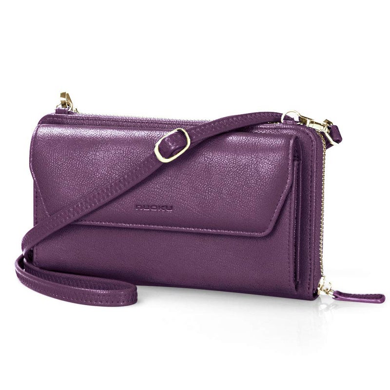 nuoku Womens RFID Wallet Purse Wristlet Crossbody Clutch with Zip Around 2 Strap - Image 1