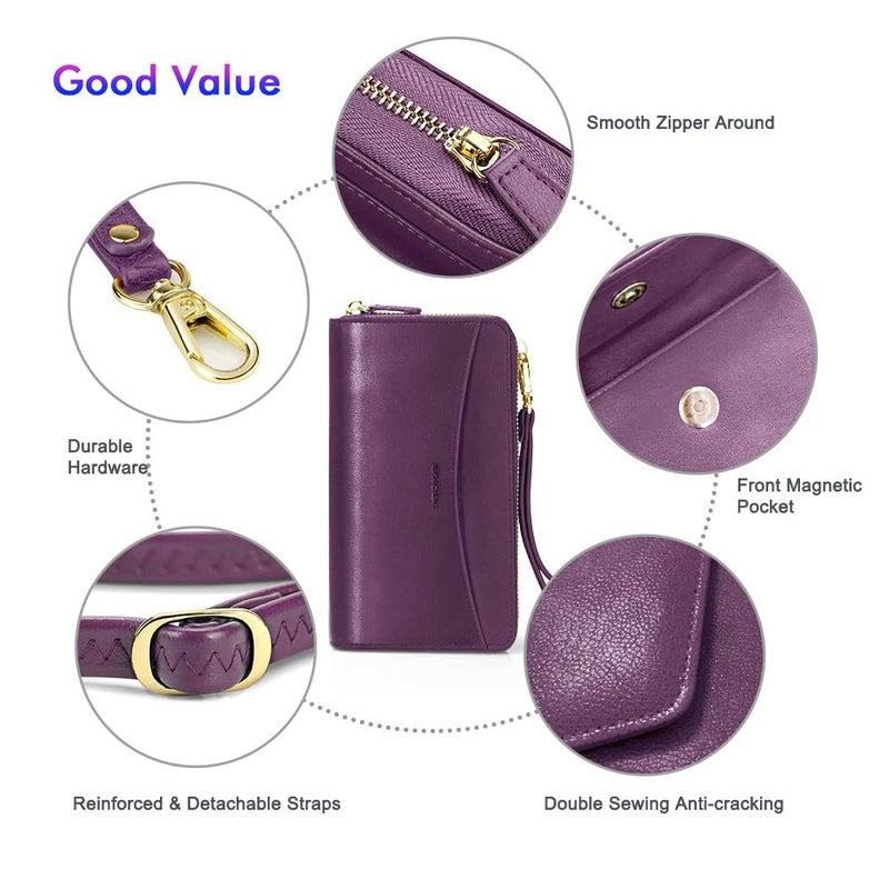 nuoku Womens RFID Wallet Purse Wristlet Crossbody Clutch with Zip Around 2 Strap - Image 5