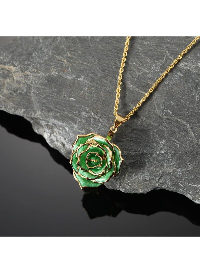 AliveRose Real Rose Gold Dipped Necklace Gifts for Women, 24K Gold Dipped Rose Pendant Necklace Jewelry Mothers Day Anniversaries Birthday Christmas Special Occasions Gifts for Her Mom Wife, Gold - Image 3