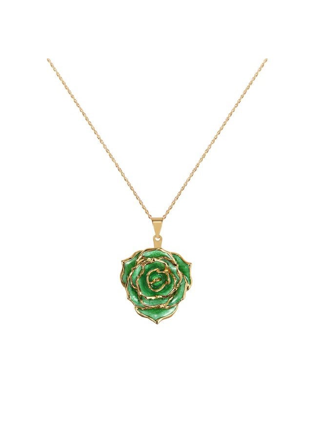 AliveRose Real Rose Gold Dipped Necklace Gifts for Women, 24K Gold Dipped Rose Pendant Necklace Jewelry Mothers Day Anniversaries Birthday Christmas Special Occasions Gifts for Her Mom Wife, Gold - Image 1