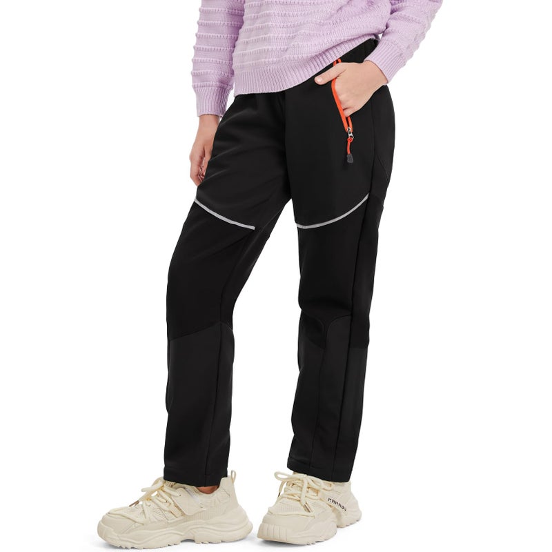 Toomett Kids Snow Ski Pants Hiking Boys Girls Outdoor Waterproof Windproof Fleece Warm softshell Snowboard Pants,1510,Black,14-15 Years - Image 1