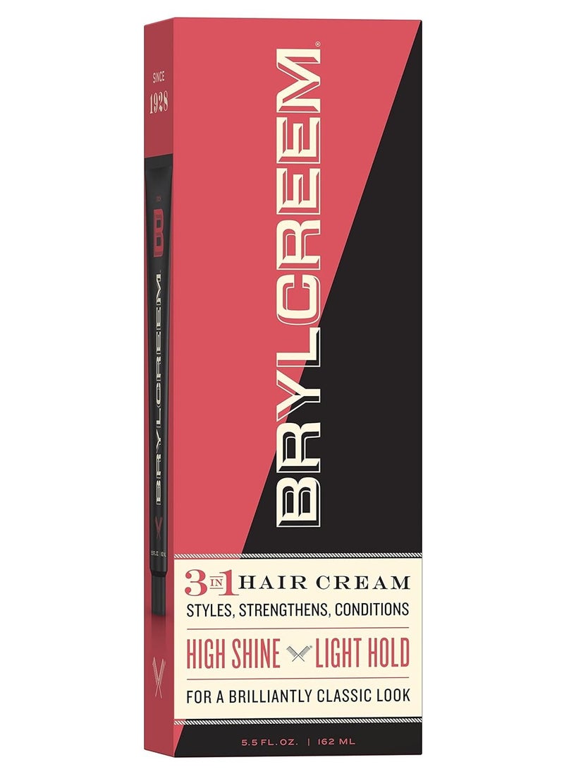 Brylcreem - Brylcreem 3-in-1 Original High Shine Men's Hair Cream for Styling, Strengthening, and Conditioning, Alcohol-Free, 5.5 Ounce - Image 1