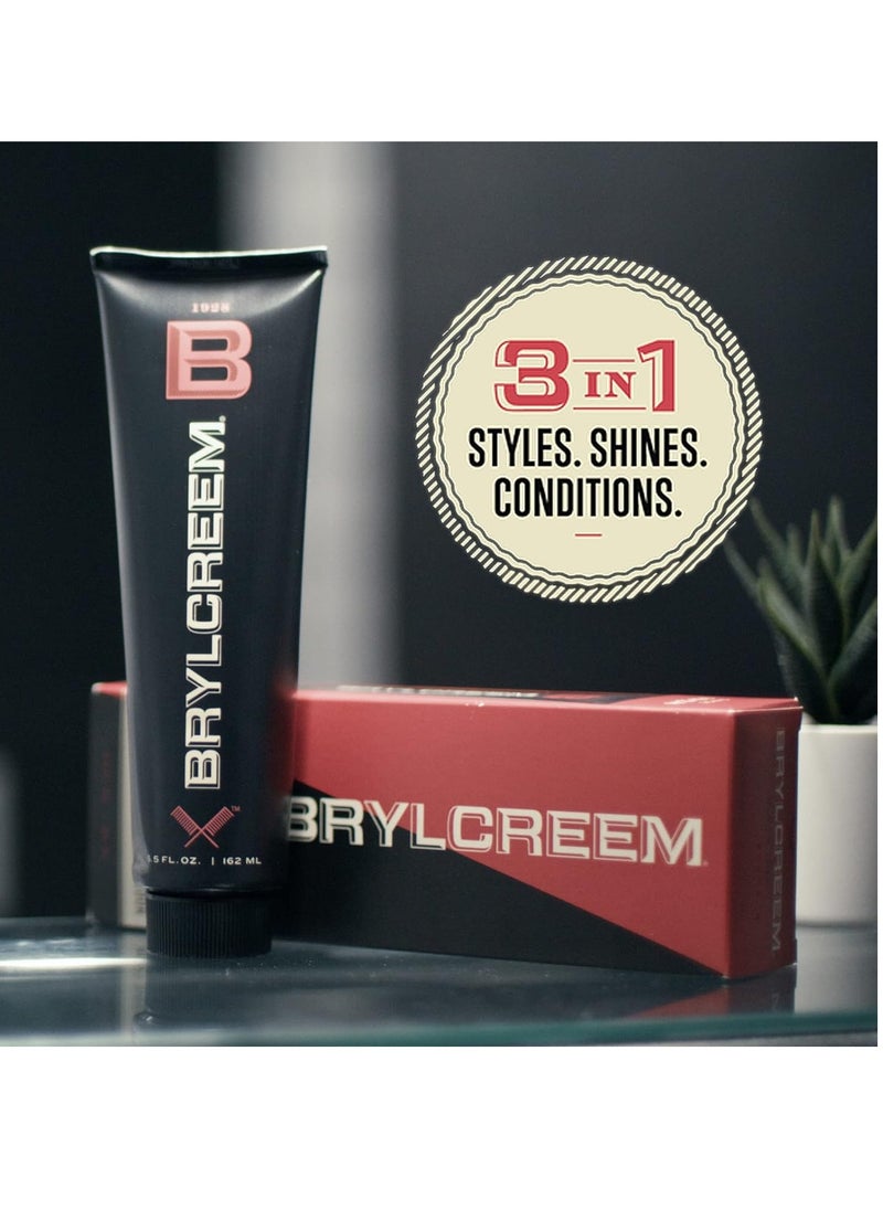 Brylcreem - Brylcreem 3-in-1 Original High Shine Men's Hair Cream for Styling, Strengthening, and Conditioning, Alcohol-Free, 5.5 Ounce - Image 1