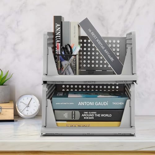 JEYANG Multipurpose Foldable Stackable Wardrobe Organizer for Clothes - Plastic Closet Storage for Kitchen, and Bathroom (Pack of 10, Grey) - Image 4