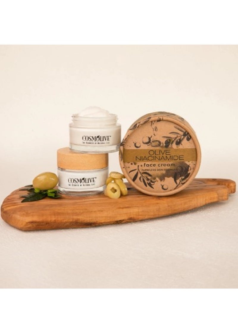 COSMOLIVE face cream 50 ml (With single kraft box and glass bottle) - Olive+Niacinamide  - Image 3